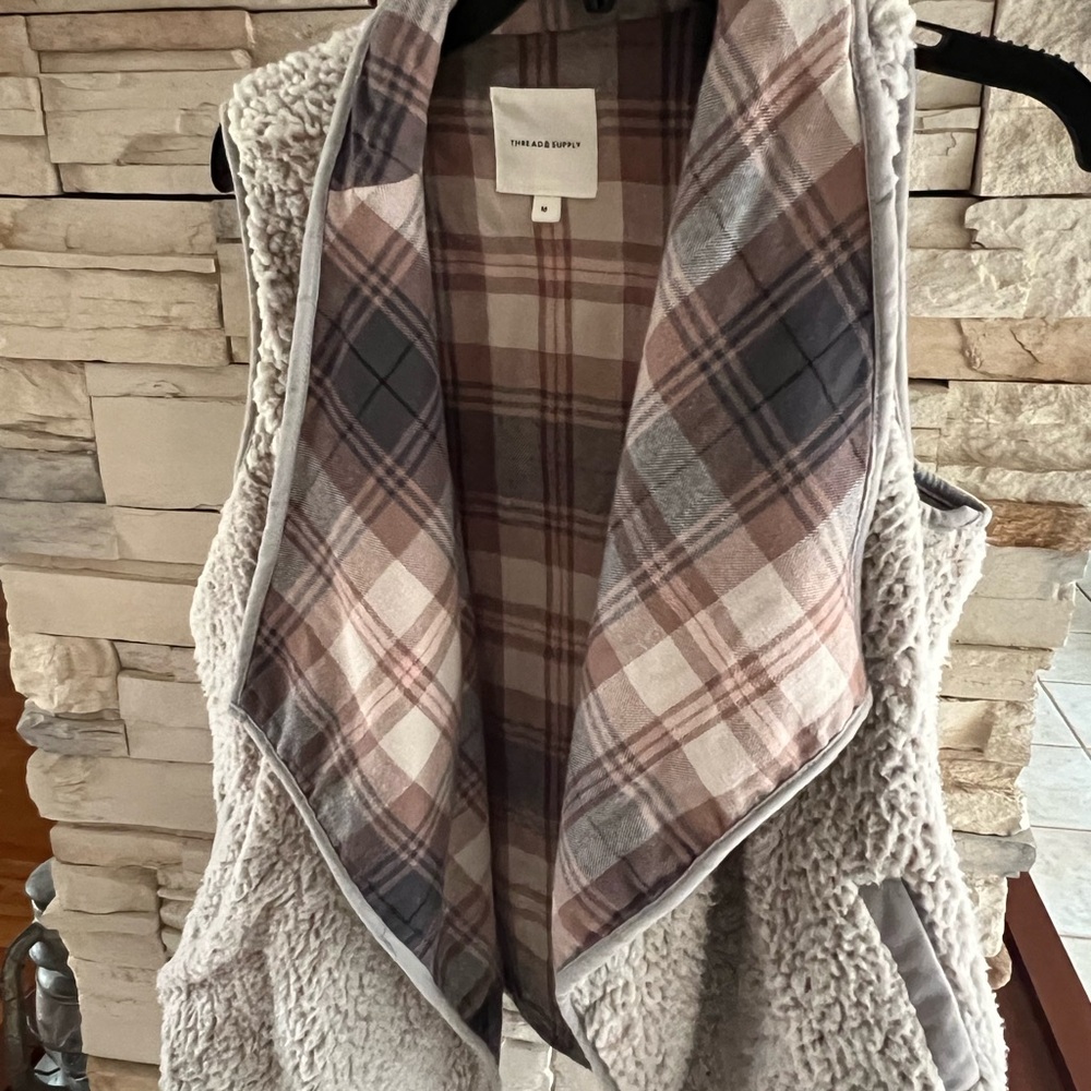 Thread & Supply Plaid Sherpa Vest